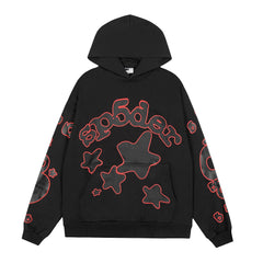 Sp5der Black Red Outline Star Pullover Hoodie