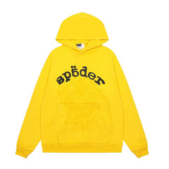 Sp5der Yellow Spider Web Hoodie Sweatpants Set