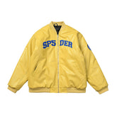Sp5der Yellow Faux Leather Bomber Jacket