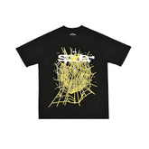 Sp5der Yellow Spider Web Star Graphic T‑Shirt