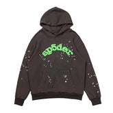 Sp5der Green Logo Spider Web Star Pullover Hoodie