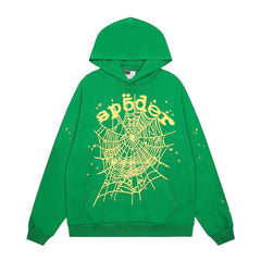 Sp5der Green Spider Web Star Pullover Hoodie