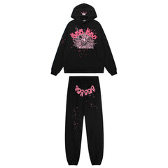 Sp5der Black 555‑999 Spider Web Hoodie Sweatpants Set