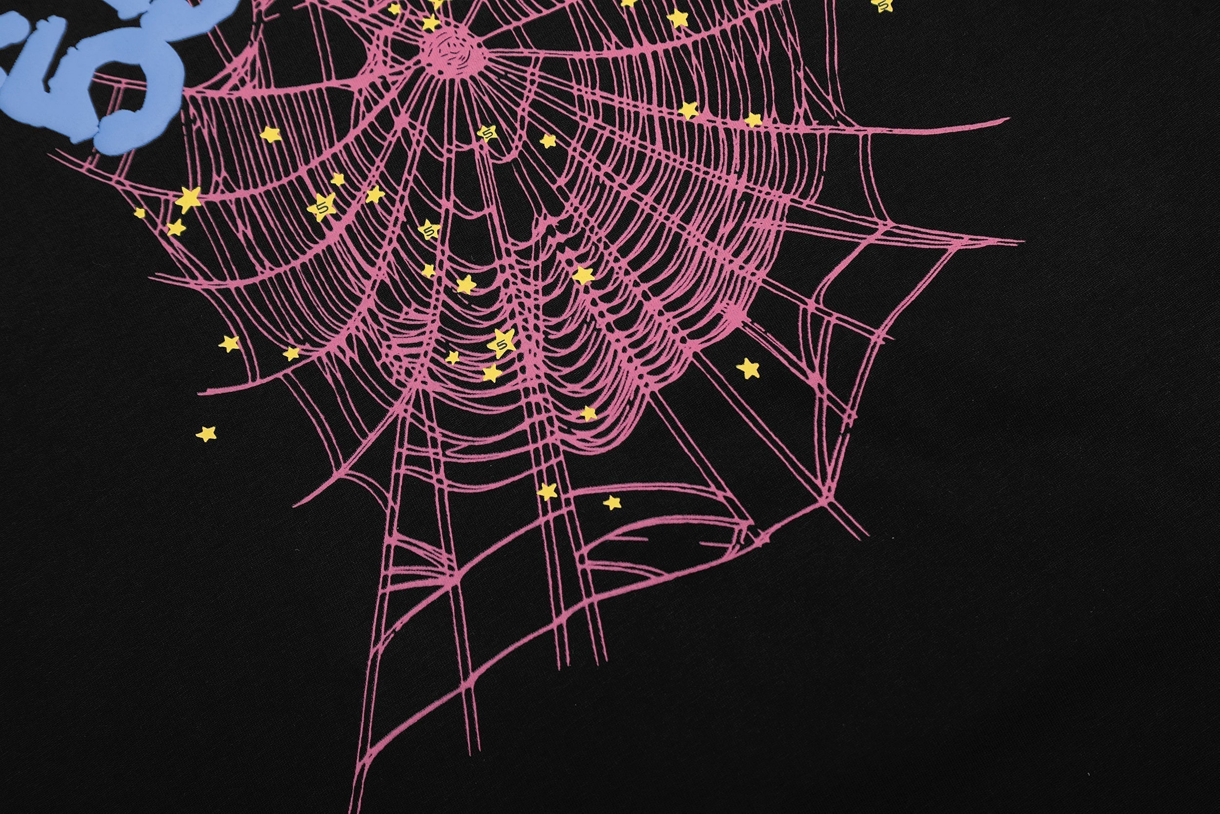 Sp5der 555 Pink Spider Web Graphic T‑Shirt