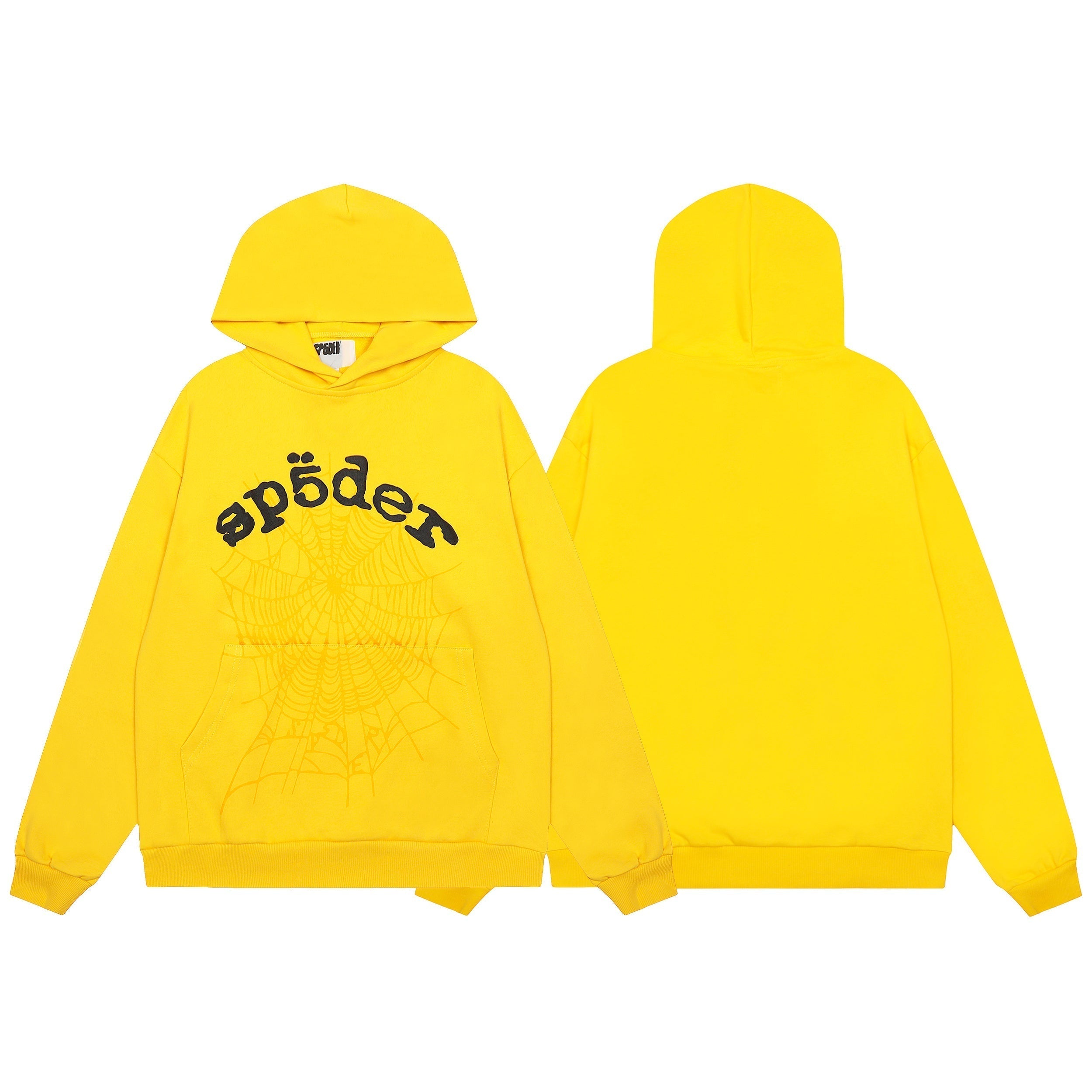 Sp5der Yellow Spider Web Hoodie Sweatpants Set