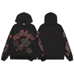 Sp5der Black Red Outline Star Pullover Hoodie