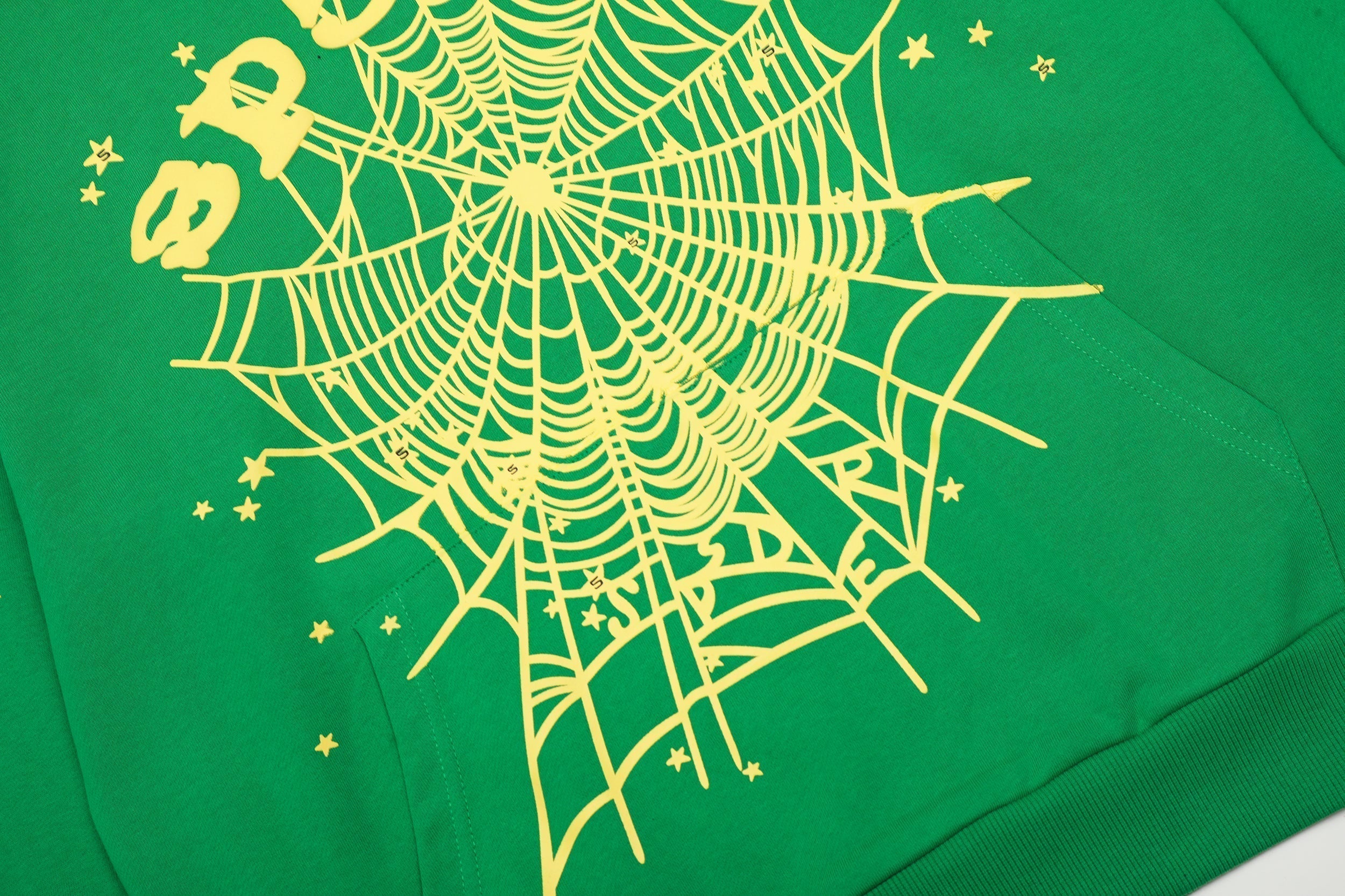 Sp5der Green Spider Web Star Pullover Hoodie