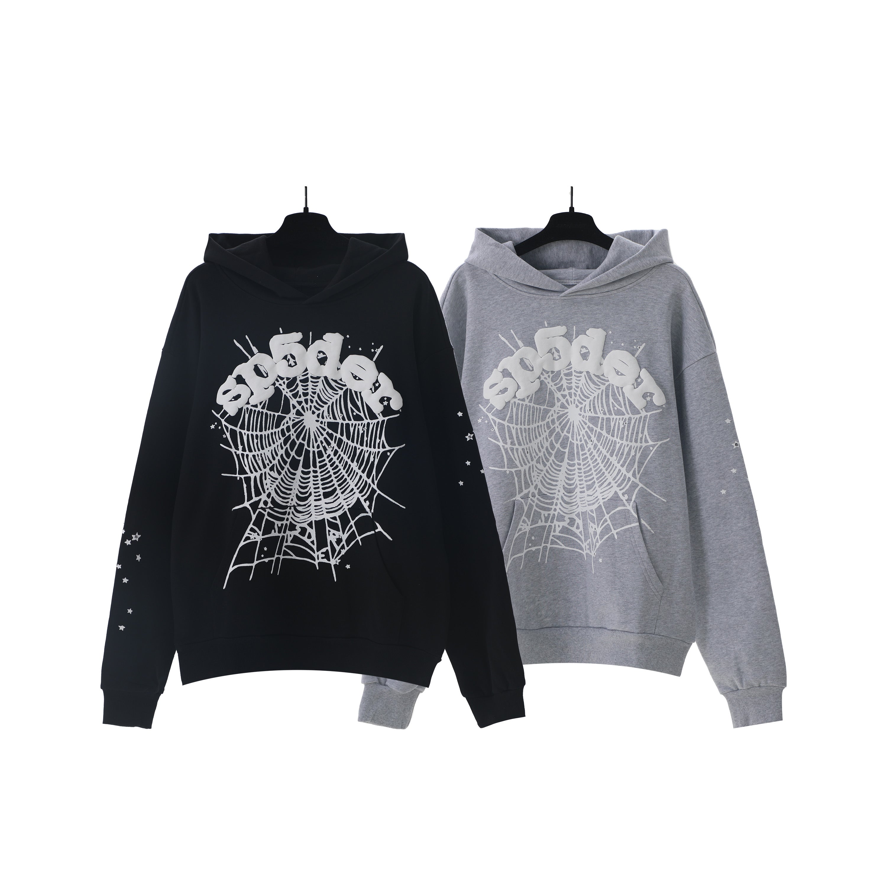 Sp5der White Spider Web Star Sleeve Pullover Hoodie