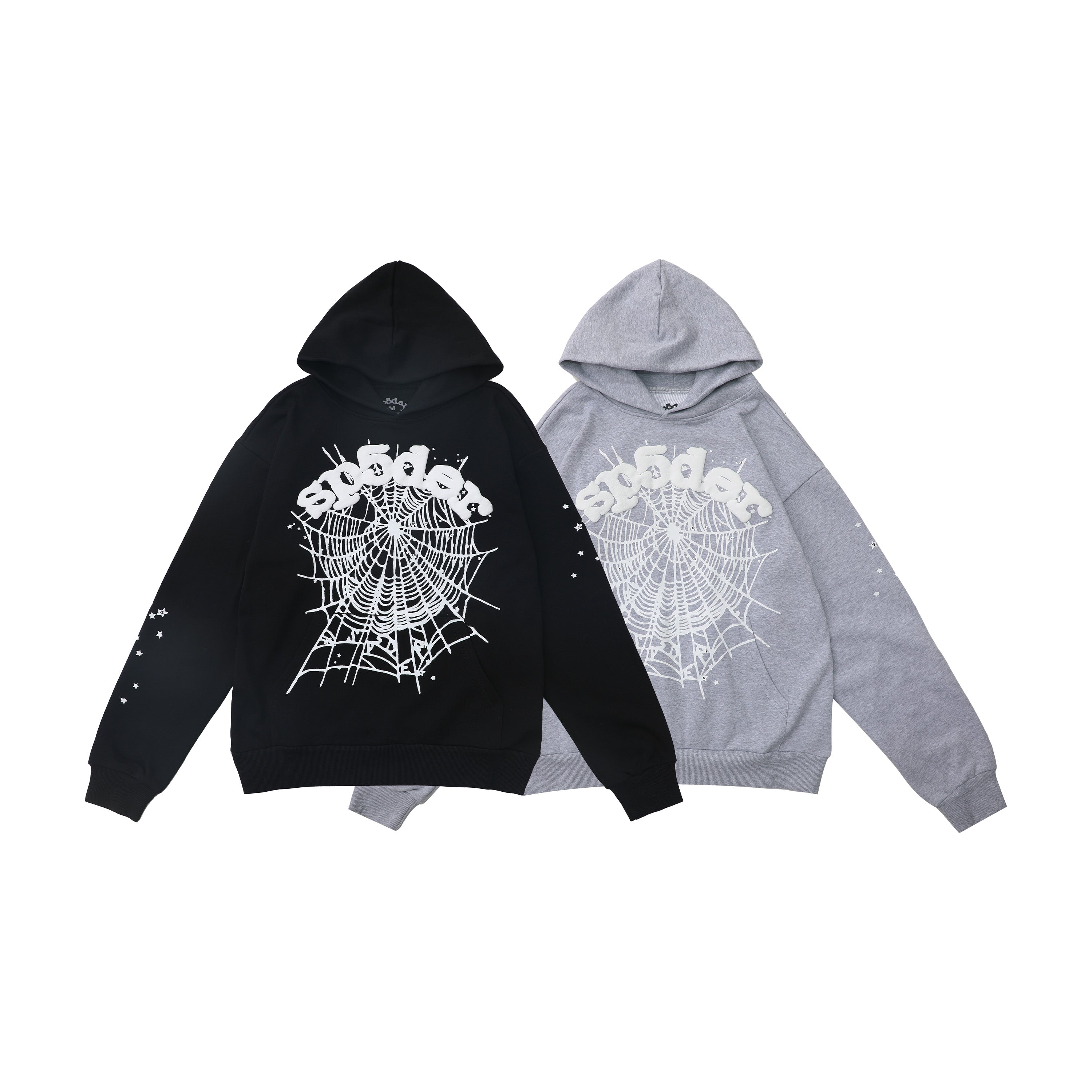 Sp5der White Spider Web Star Sleeve Pullover Hoodie