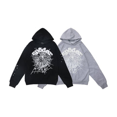 Sp5der White Spider Web Star Sleeve Pullover Hoodie