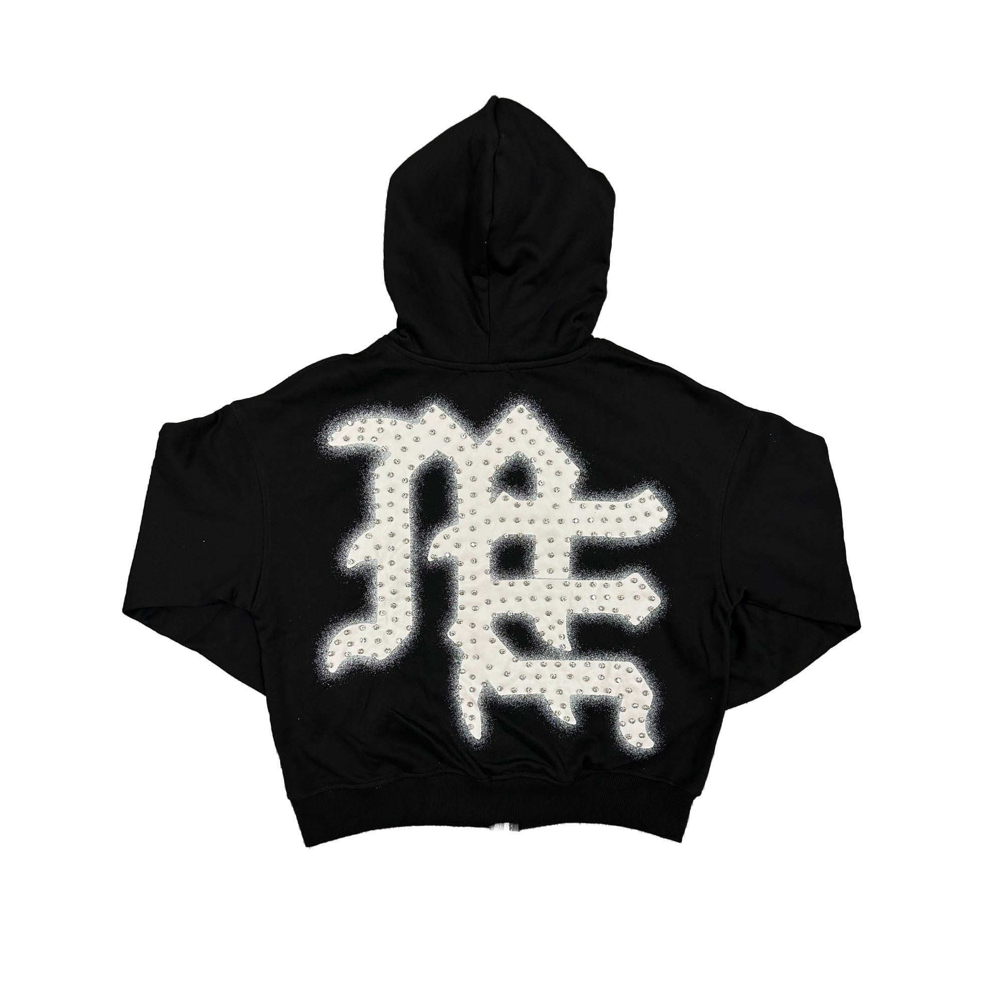 Mixed Emotion  Black ‘End’ Rhinestone hoodie
