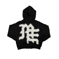 Mixed Emotion  Black ‘End’ Rhinestone hoodie