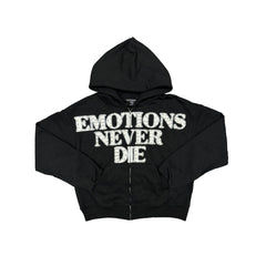 Mixed Emotion  Black ‘End’ Rhinestone hoodie
