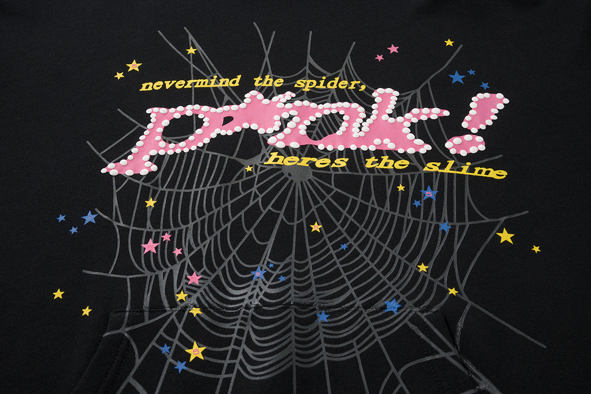 Sp5der Pink Spider Web Pullover Hoodie