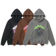 Sp5der Multi‑Color Spider Web Star Print Hoodie