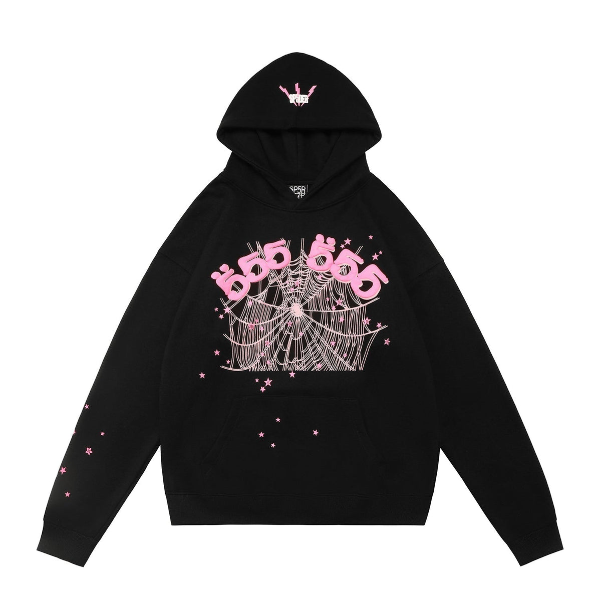 Sp5der 555 Pink Spider Web Pullover Hoodie