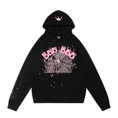 Sp5der 555 Pink Spider Web Pullover Hoodie