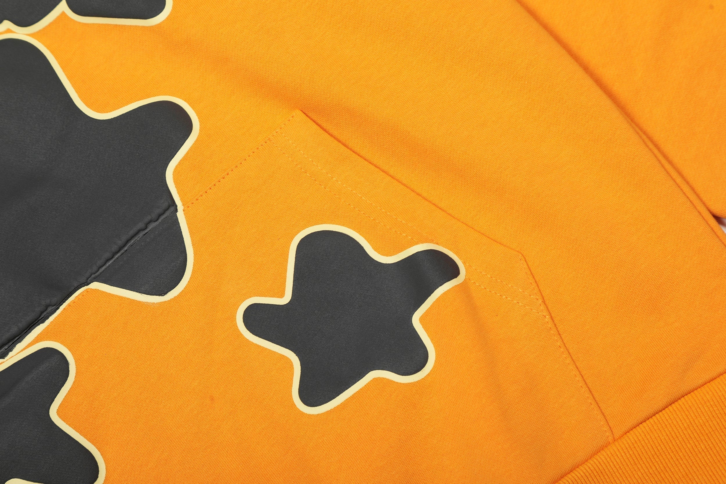 Sp5der Orange Star Graphic Pullover Hoodie