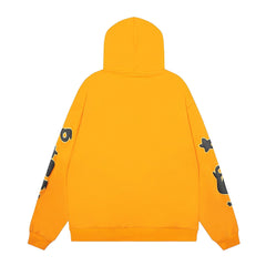 Sp5der Orange Star Graphic Pullover Hoodie