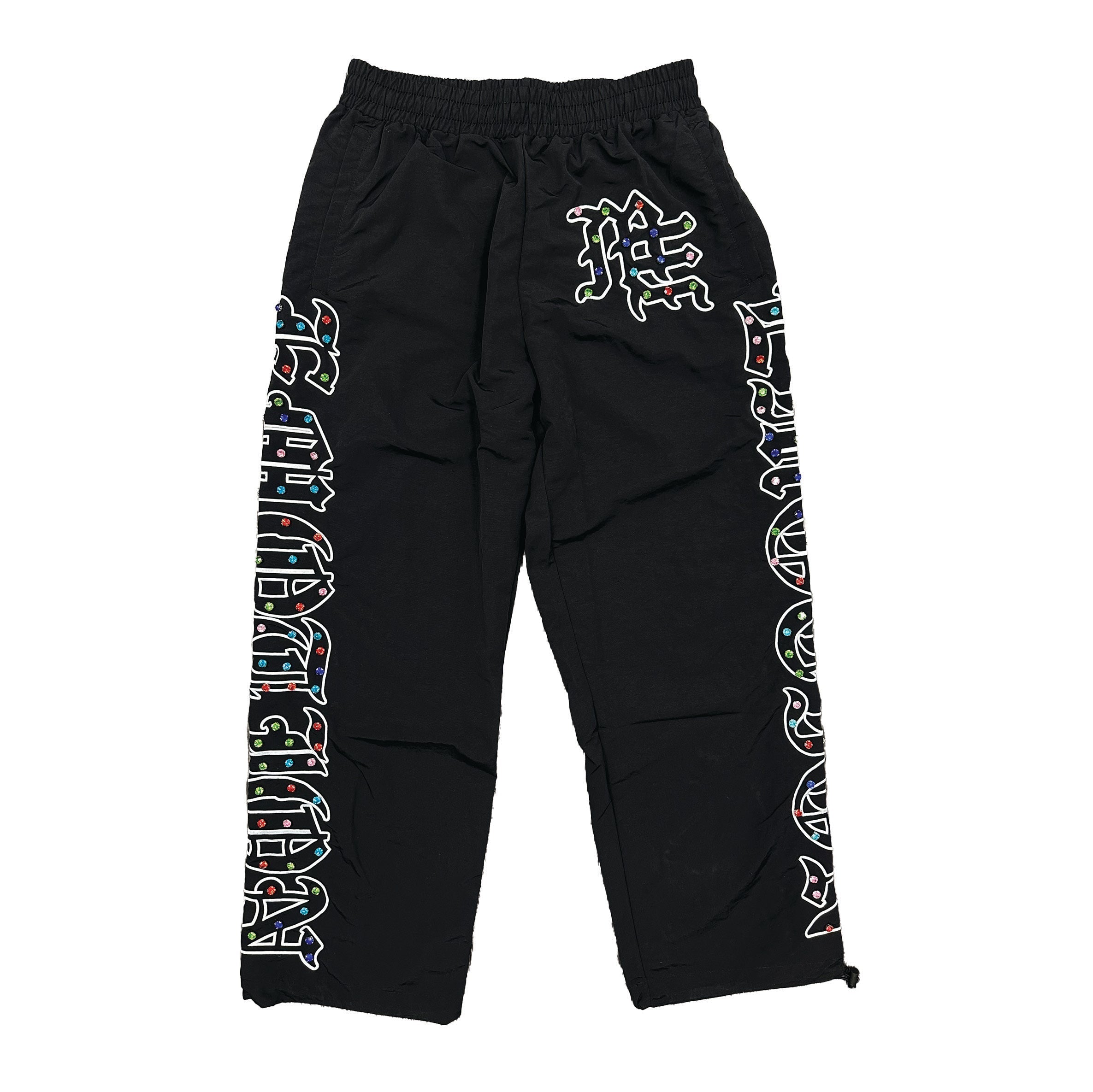 Mixed Emotion “ME” rhinestone Nylon Pants