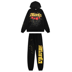 Sp5der Black Atlanta Spider Web Hoodie Sweatpants Set