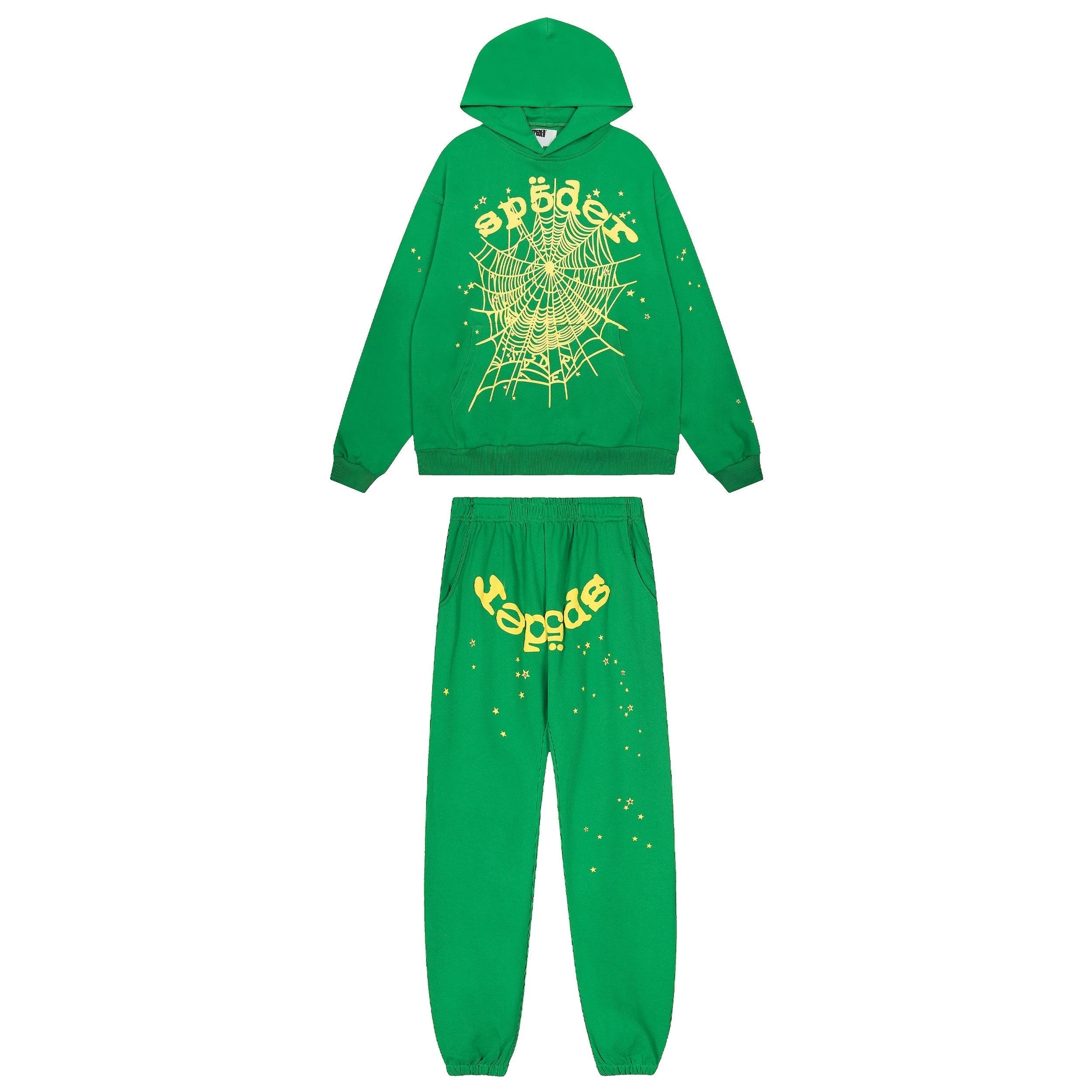 Sp5der Green Spider Web Star Pullover Hoodie