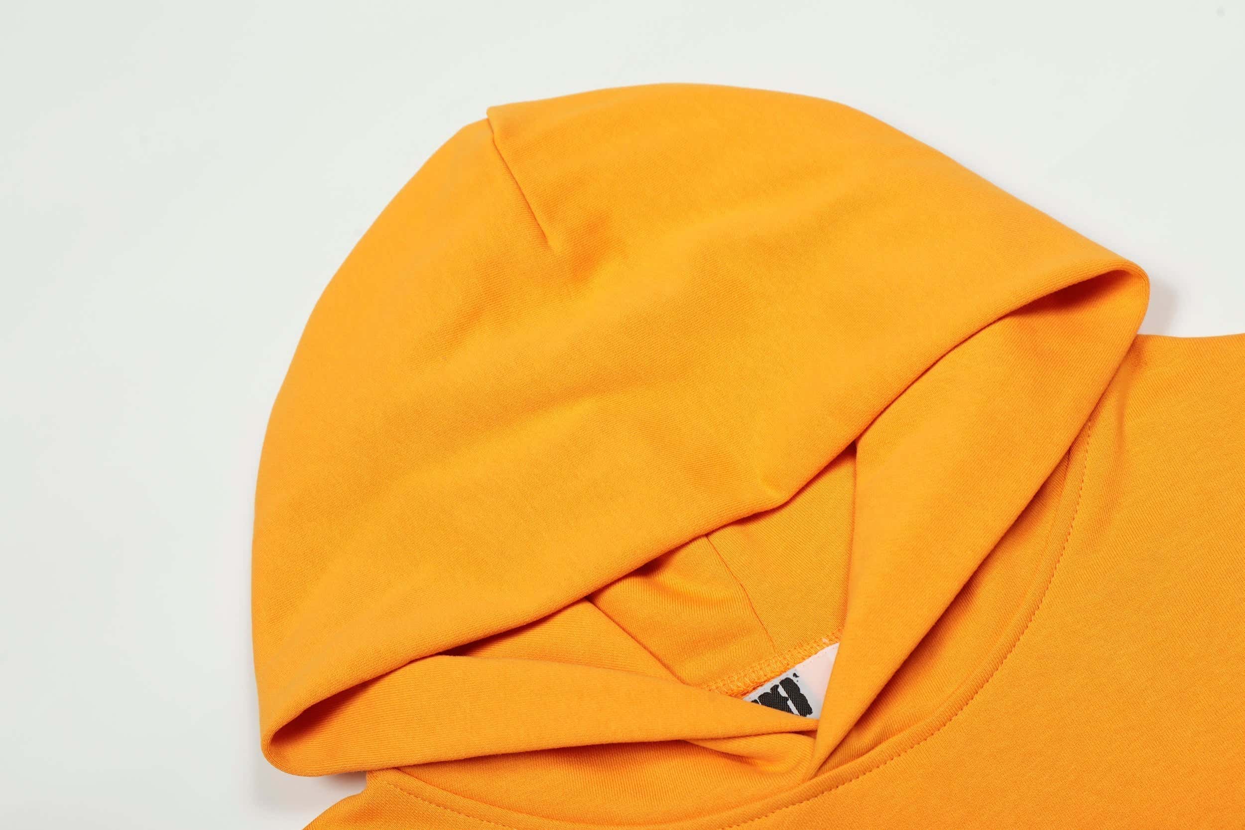 Sp5der Orange Star Graphic Pullover Hoodie