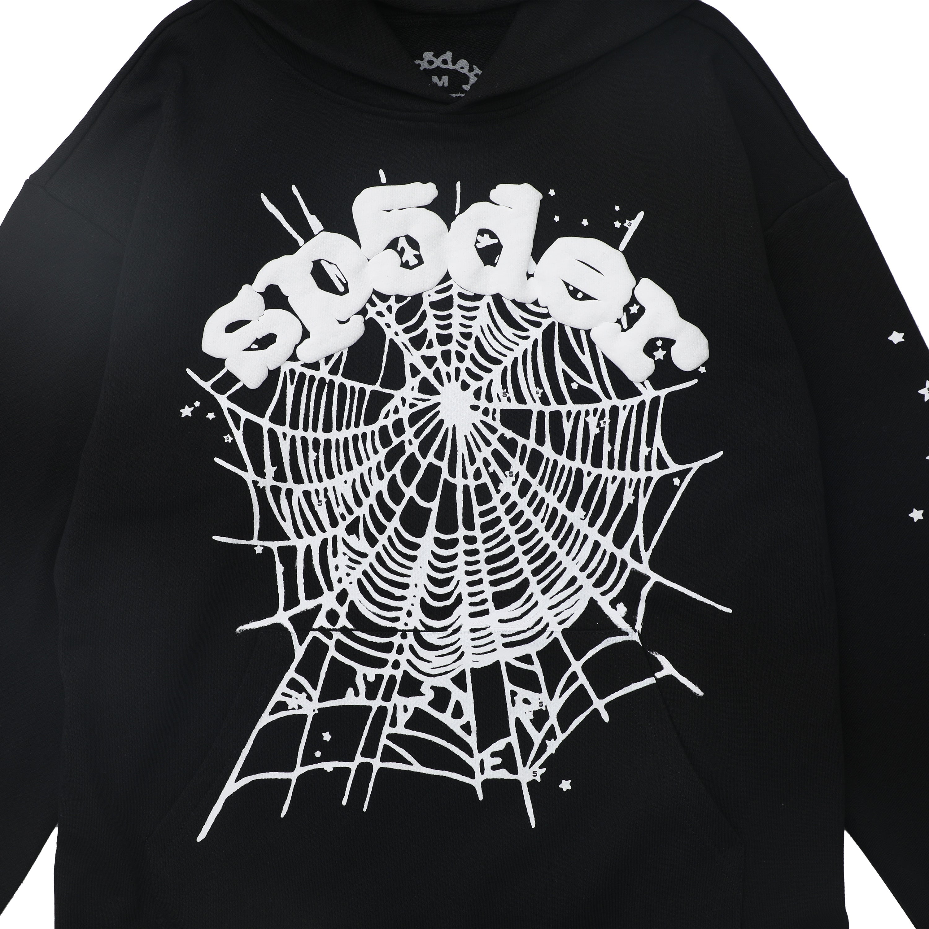 Sp5der White Spider Web Star Sleeve Pullover Hoodie