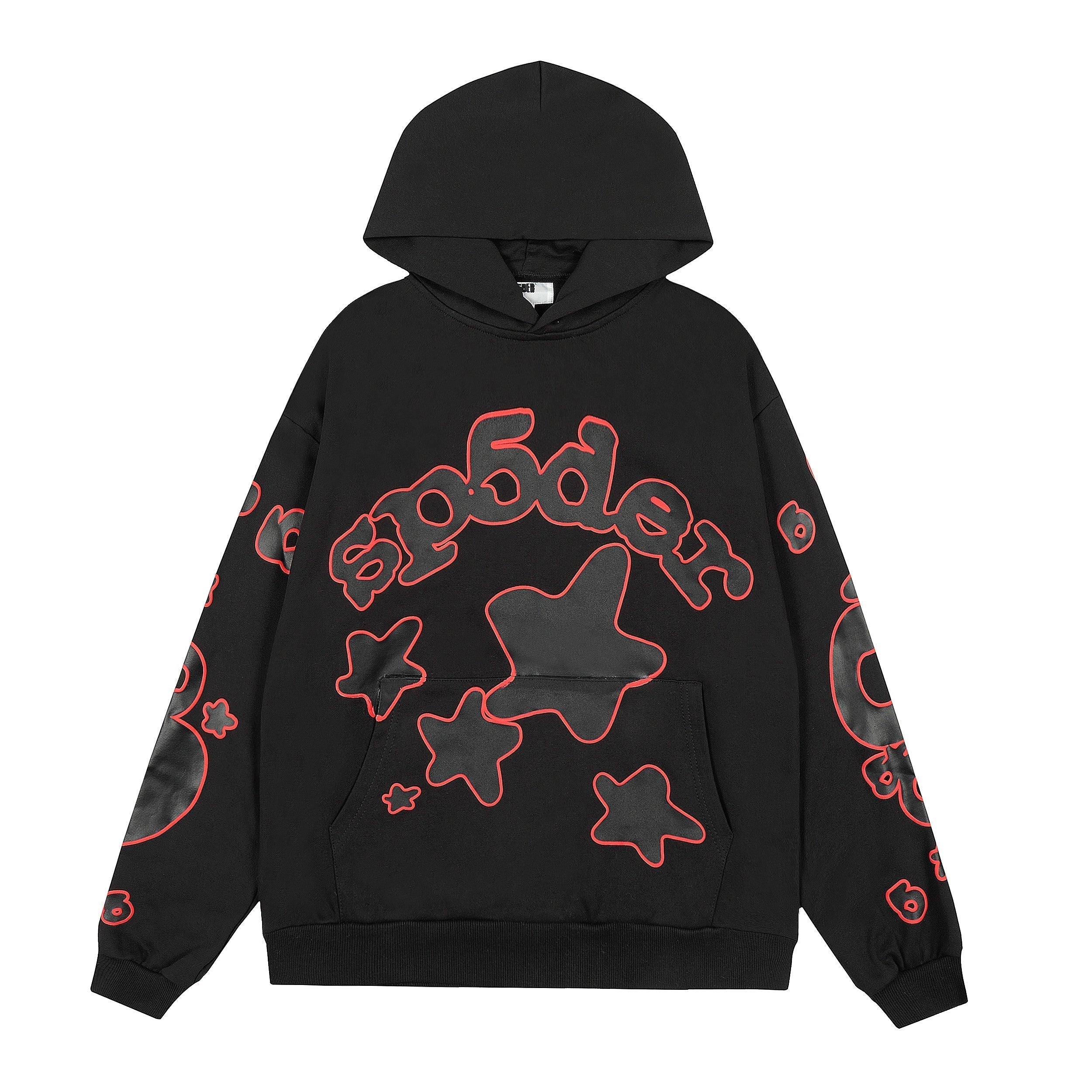 Sp5der Black Red Outline Star Pullover Hoodie