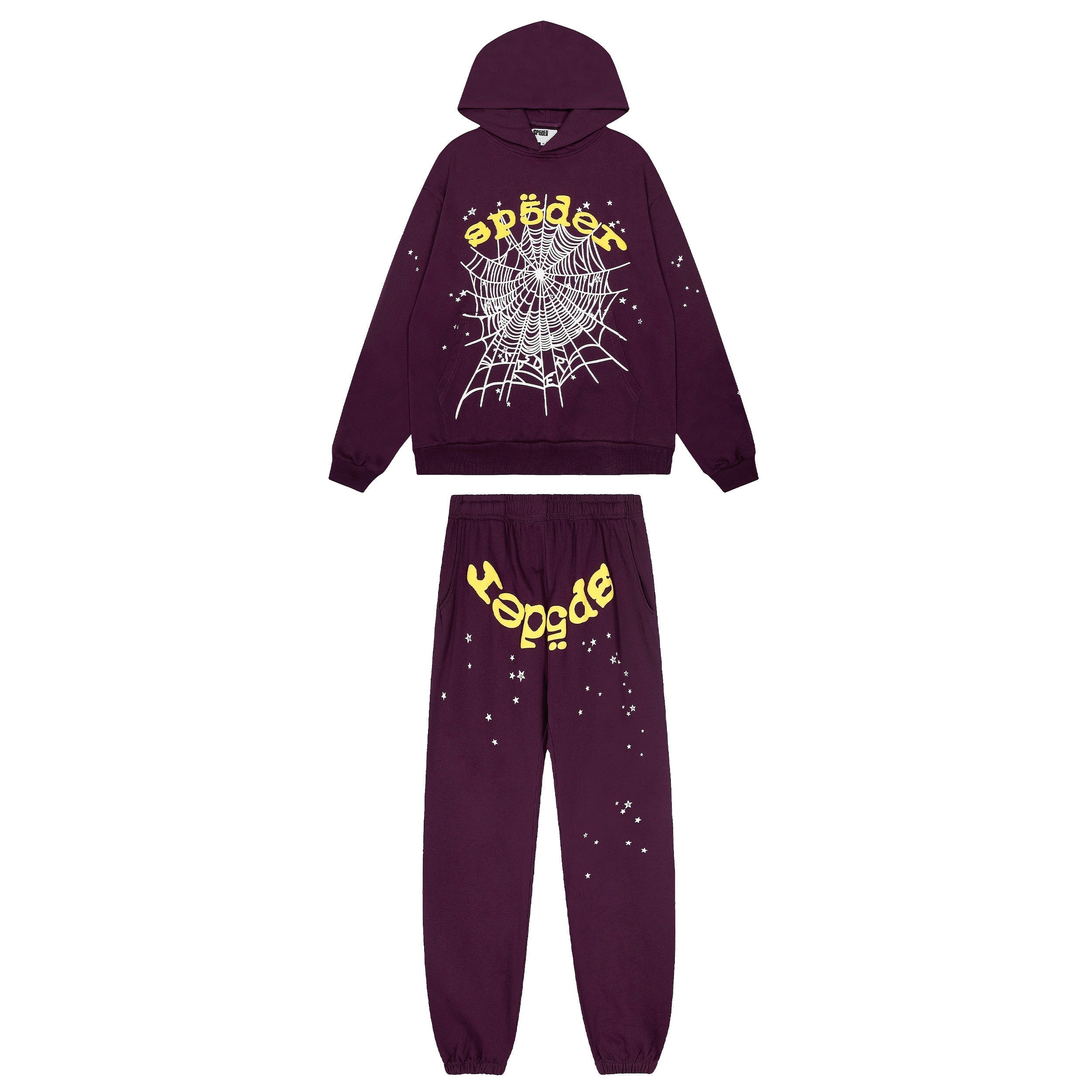 Sp5der Purple Spider Web Hoodie Sweatpants Set