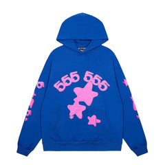 Sp5der Blue 555 Star Hoodie Sweatpants Set