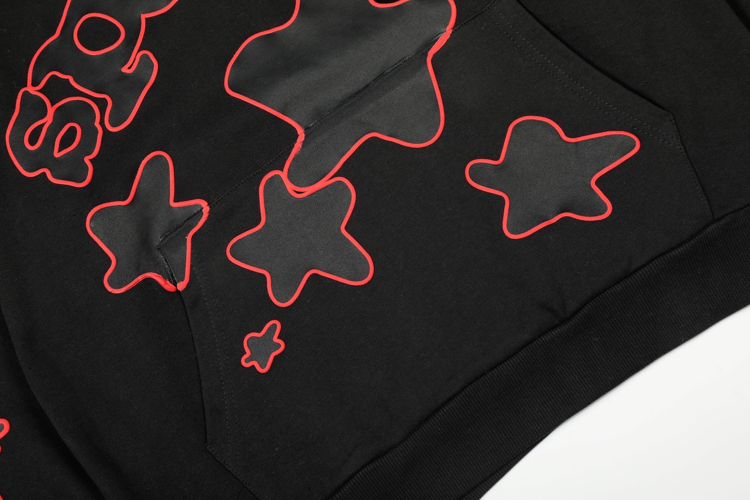 Sp5der Black Red Outline Star Pullover Hoodie