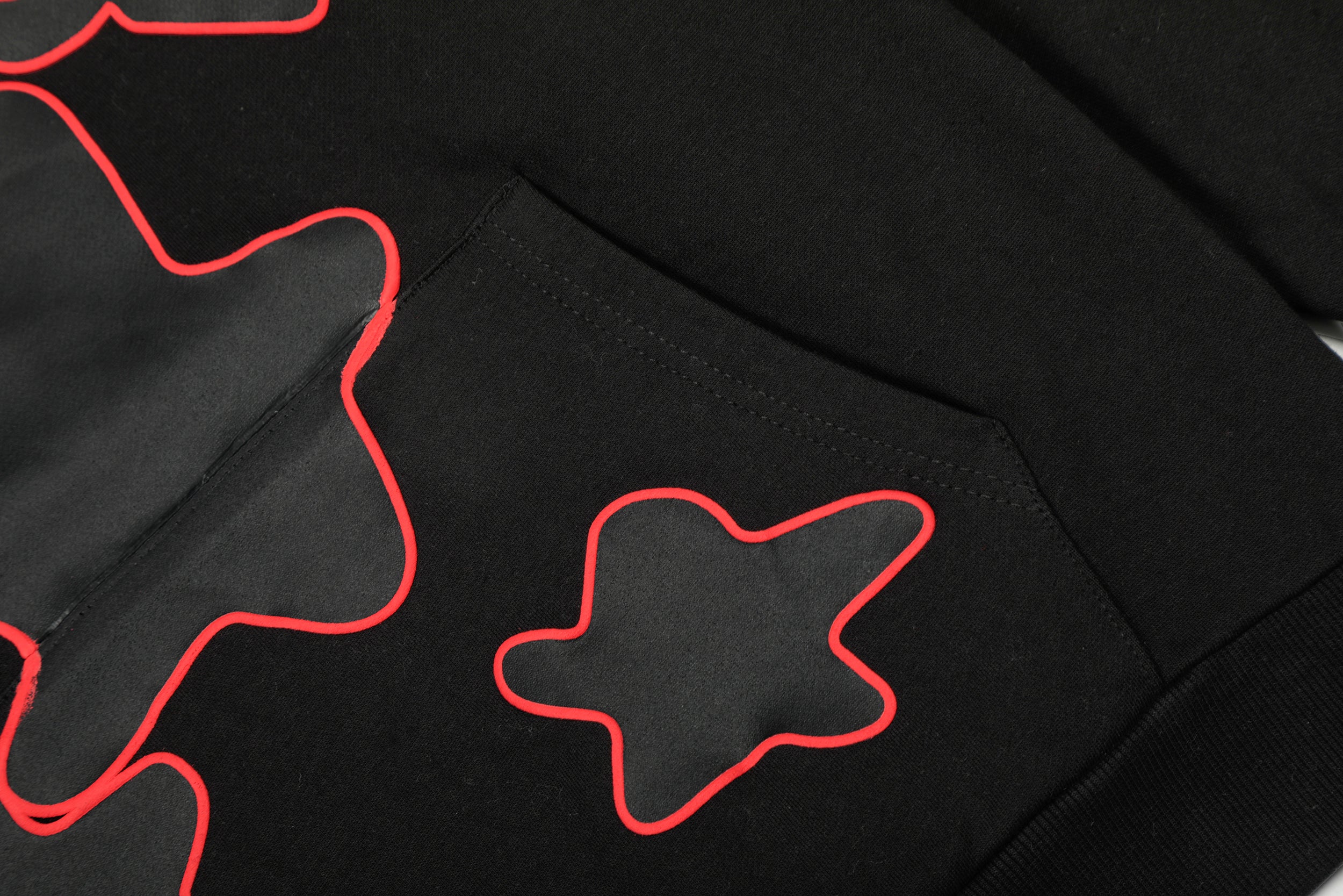 Sp5der Black Red Outline Star Pullover Hoodie