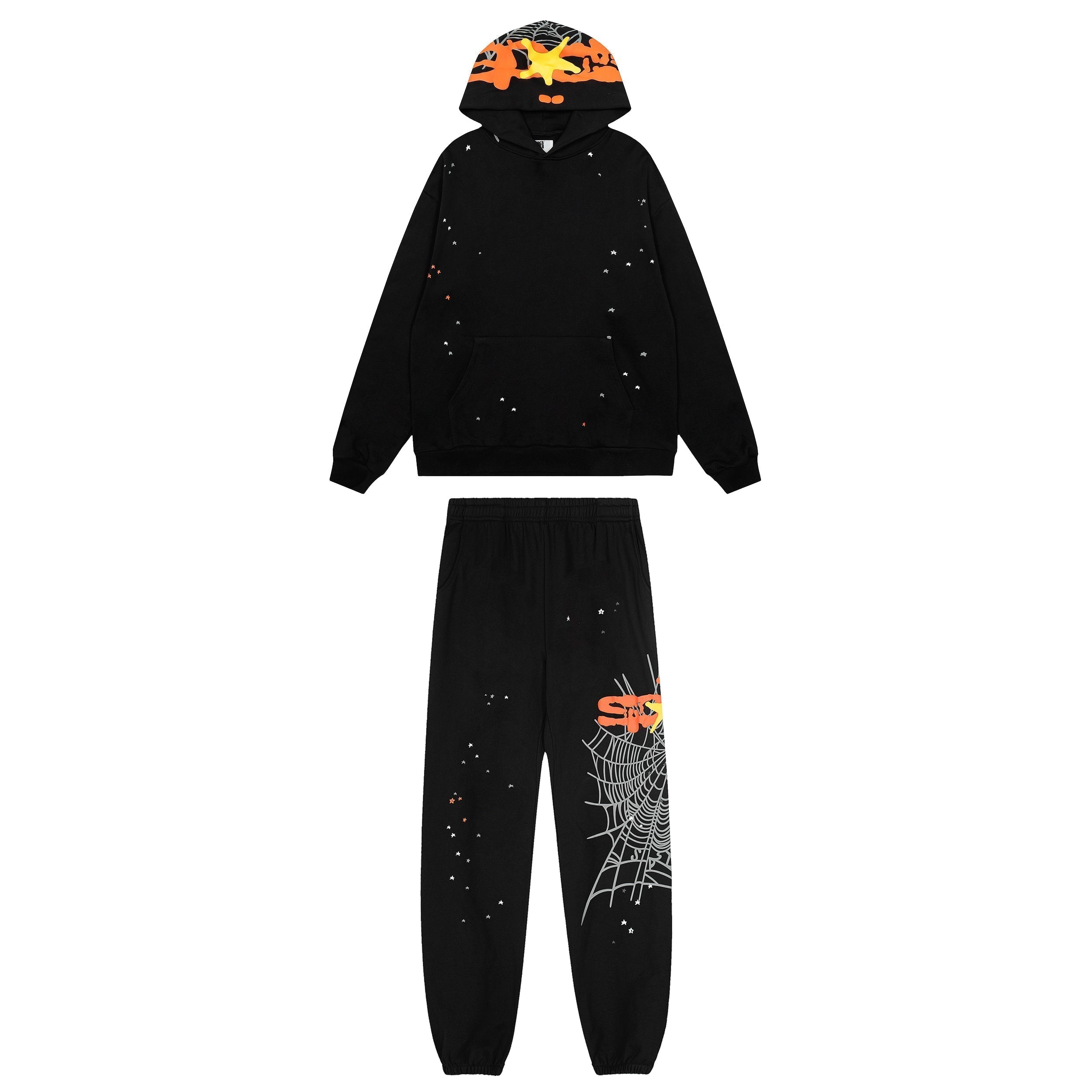 Sp5der Black Star Print Hoodie