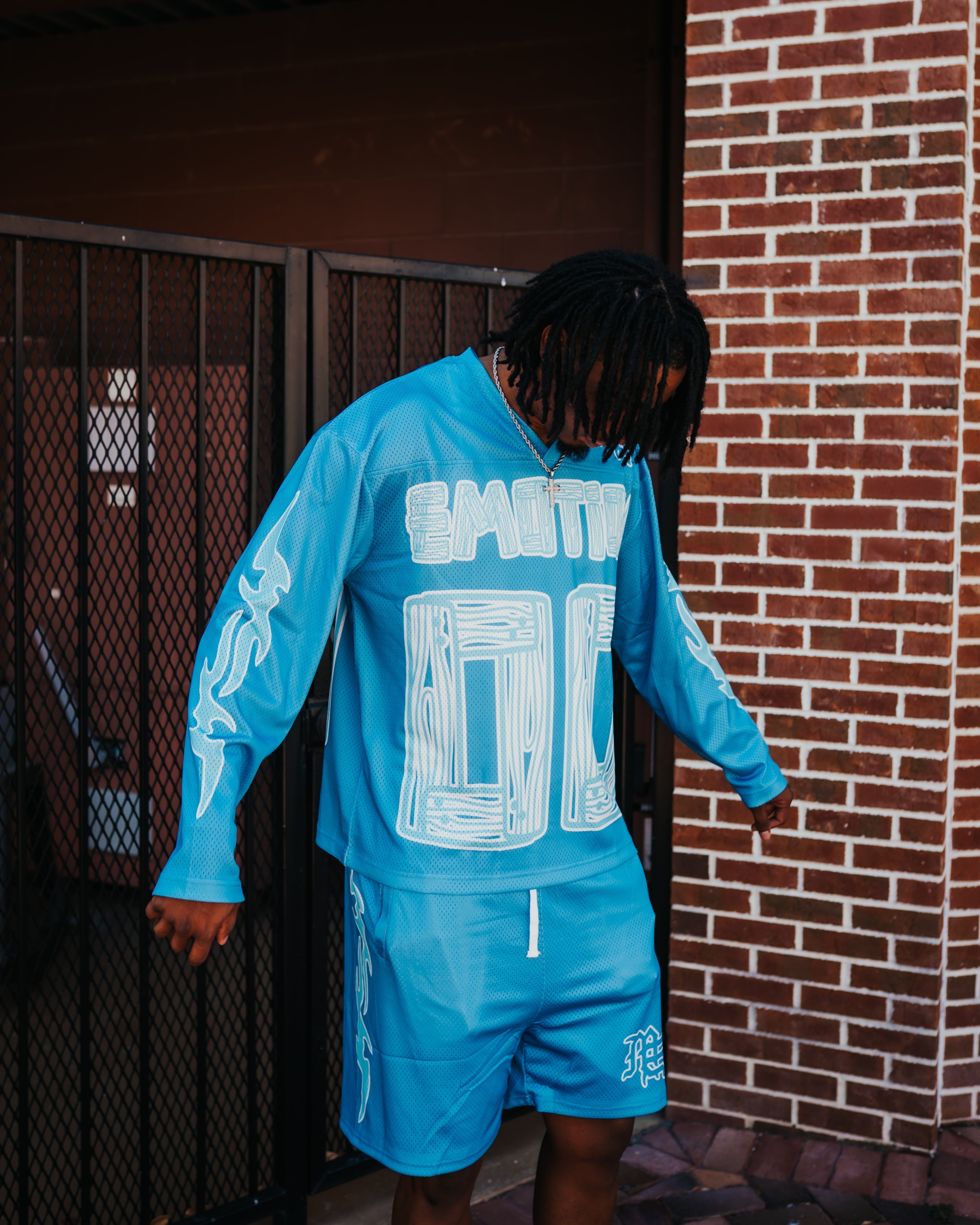 Mixed Emotion Blue “Lightning” shorts