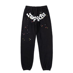 Sp5der Black Multicolor Star Graphic Sweatpants