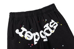 Sp5der Black Multicolor Star Graphic Sweatpants