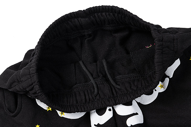 Sp5der Black Multicolor Star Graphic Sweatpants