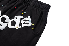 Sp5der Black Multicolor Star Graphic Sweatpants