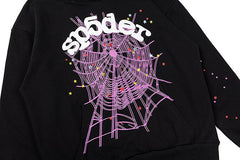 Sp5der Pink Spider Web Star Pullover Hoodie