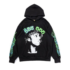 Sp5der 999 555 Portrait Graphic Pullover Hoodie