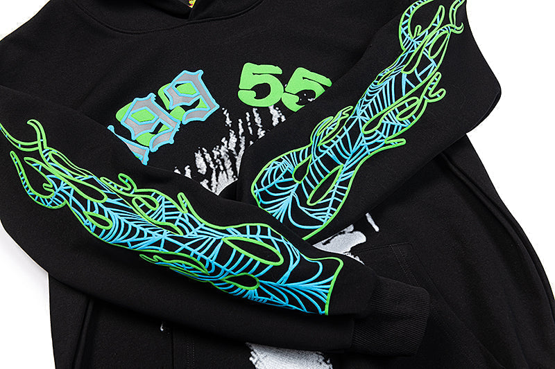 Sp5der 999 555 Portrait Graphic Pullover Hoodie