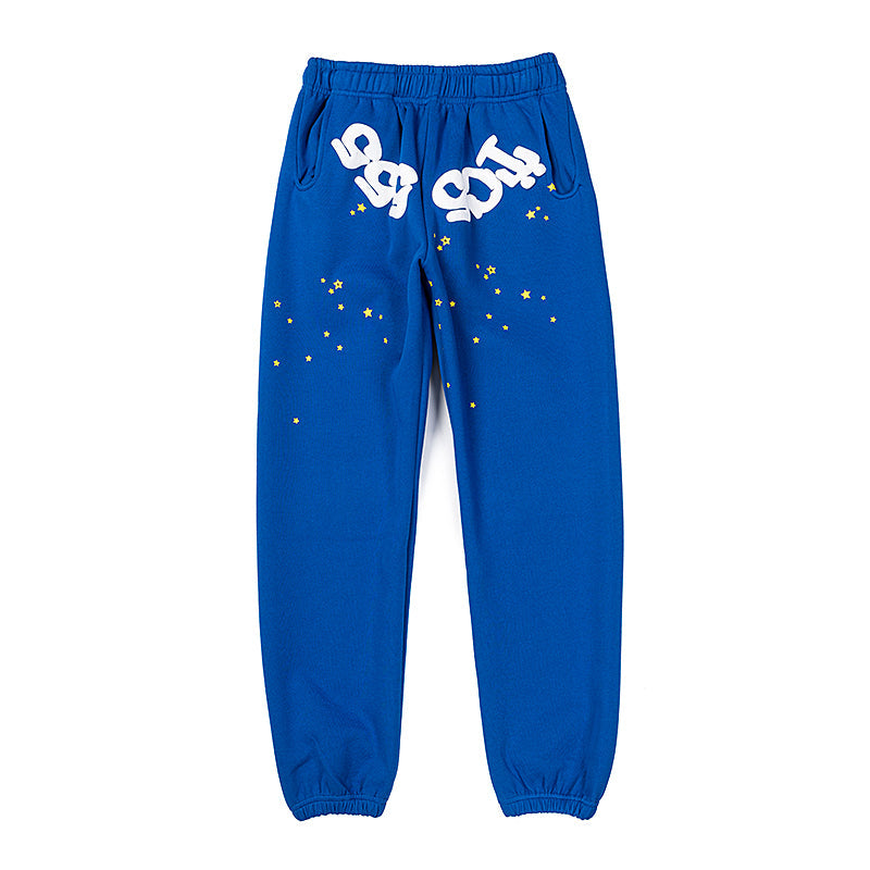 Sp5der Blue 555 Star Graphic Sweatpants