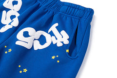 Sp5der Blue 555 Star Graphic Sweatpants