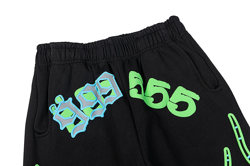 Sp5der Black 999‑555 Spider Web Graphic Sweatpants