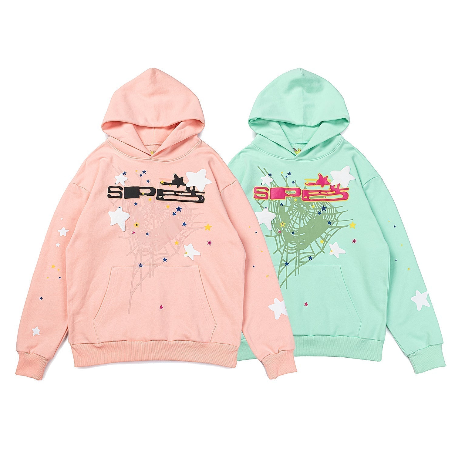 Sp5der Spider Web Star Puff Print Pullover Hoodie