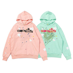 Sp5der Spider Web Star Puff Print Pullover Hoodie