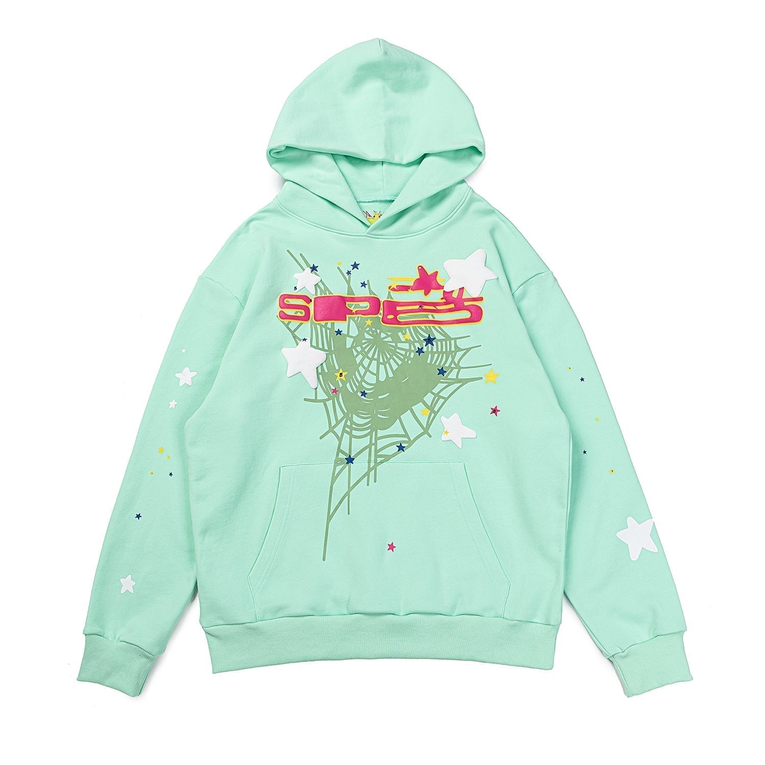 Sp5der Spider Web Star Puff Print Pullover Hoodie