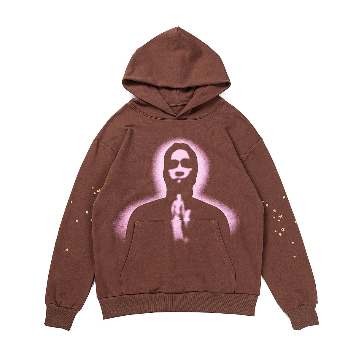 Sp5der Portrait Star Print Pullover Hoodie