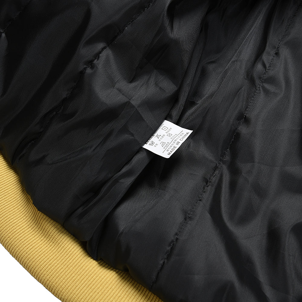Sp5der Yellow Faux Leather Bomber Jacket